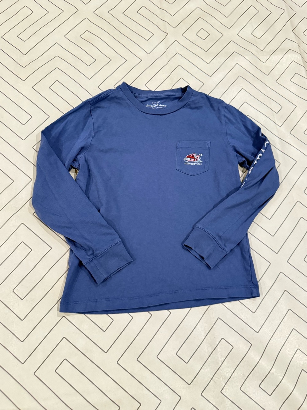 Vineyard Vines Blue Winter Print Longsleeve Pocket Tee